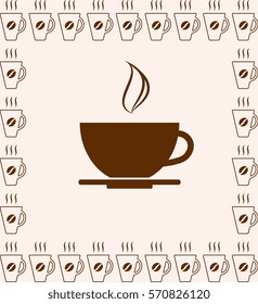 Coffee Cup Icon Isolated on Beige Background