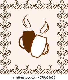 Coffee Cup Icon Isolated on Beige Background