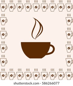 Coffee Cup Icon Isolated on Beige Background