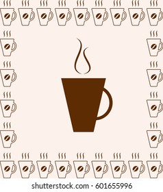 Coffee Cup Icon Isolated on Beige Background