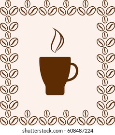 Coffee Cup Icon Isolated on Beige Background