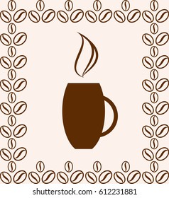 Coffee Cup Icon Isolated on Beige Background