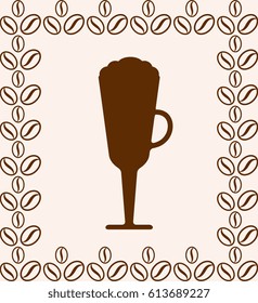 Coffee Cup Icon Isolated on Beige Background