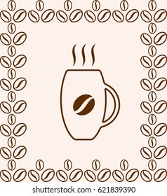 Coffee Cup Icon Isolated on Beige Background