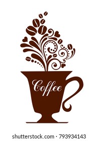 Coffee cup icon  isolated on white background. Restaurant menu.  Vector illustration.