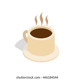 Coffee cup icon in isometric 3d style isolated on white background. Drinks symbol
