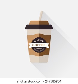 Coffee cup icon with with label