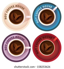 Coffee cup icon or label collection in vector