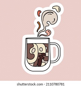 Coffee Cup Icon, Label or Logo. Retro Colors and Style Illustration.