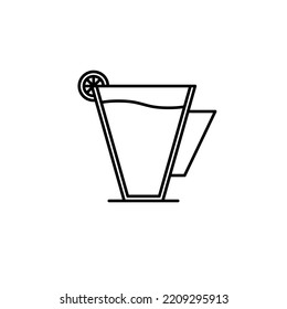 coffee cup icon with lemon slice on white background. simple, line, silhouette and clean style. black and white. suitable for symbol, sign, icon or logo
