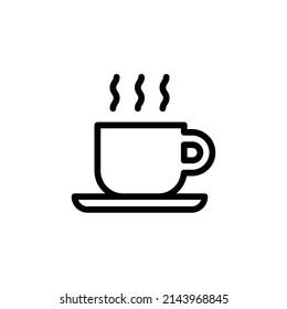 Coffee Cup Icon. Line Art Style Design Isolated On White Background