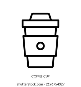 coffee cup icon. Line Art Style Design Isolated On White Background