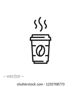 coffee cup icon, linear sign on white background - editable vector illustration eps10