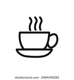 Coffee cup icon linear vector graphics sign