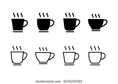 Diseño del logotipo del icono de la taza de café. Taza de un signo y símbolo de café