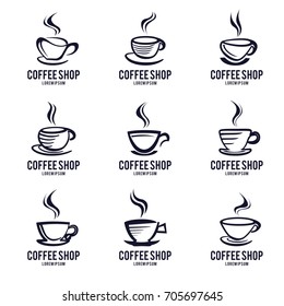 Coffee Cup Icon Logo Design Set