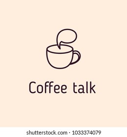 Coffee cup icon logo vector talk simple outline