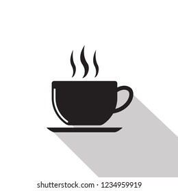 Coffee cup icon with long shadow vector illustration eps10.