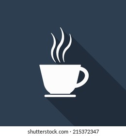 coffee cup icon with long shadow
