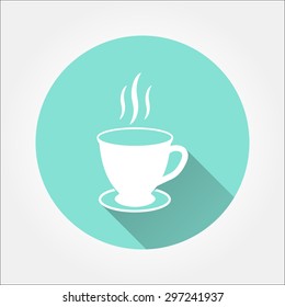 Coffee cup  - icon with long shadow, flat design. Vector illustration.