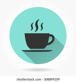 Coffee cup - icon with long shadow, flat design. Vector illustration