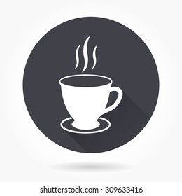 Coffee cup   icon with long shadow, flat design. Vector illustration.