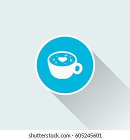 Coffee cup icon with long shadow