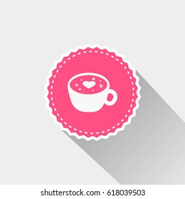 Coffee cup icon with long shadow