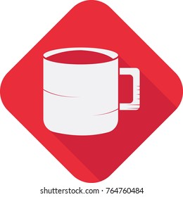 coffee cup icon with long shadow