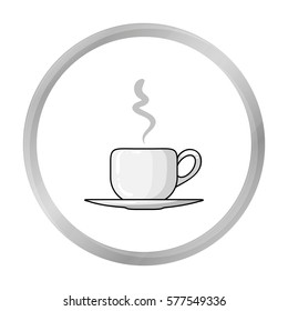 Coffee cup icon in monochrome style isolated on white background. Restaurant symbol stock vector illustration.