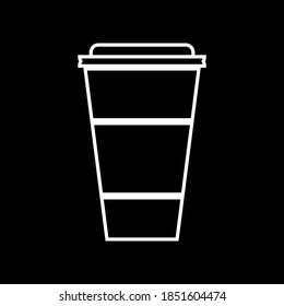 Icono de taza de café sobre fondo negro. Ilustración vectorial.