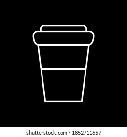 Coffee cup icon on black background. Vector illustration.