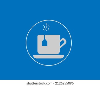 Coffee cup icon on blue background. Vector illustration.