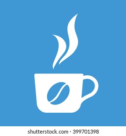 Coffee Cup icon on blue background.