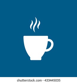 Coffee Cup Icon On Blue Background