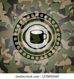 coffee cup icon on camouflaged texture