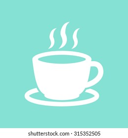 Coffee cup  icon on a green background, flat design. Vector illustration.