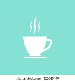 Coffee cup   icon on green background. Vector illustration.