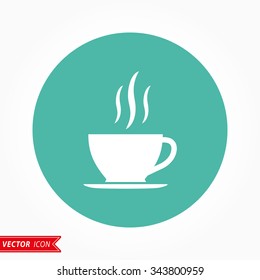 Coffee cup   icon  on green background. Vector illustration.