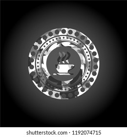 coffee cup icon on grey camo texture