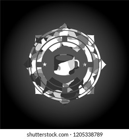coffee cup icon on grey camouflage pattern