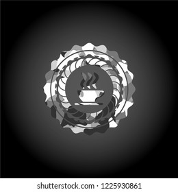 coffee cup icon on grey camo pattern