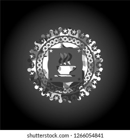 coffee cup icon on grey camouflage pattern