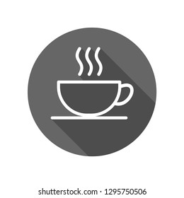Coffee Cup Icon on Grey Around Background with Shadow, Vector Illutration as A Beverage Sign & Symbol Design or Logo Template. 