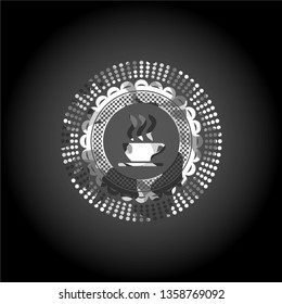 coffee cup icon on grey camouflage texture