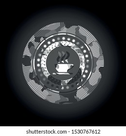 coffee cup icon on grey camouflage pattern