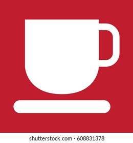 Coffee cup icon on red background