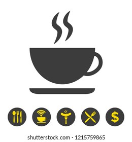 Coffee cup icon on white background. Vector illustration