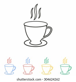 Coffee cup icon on white background. Vector illustration.