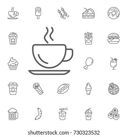 Coffee cup Icon on the white background. Simple Set of FAST FOOD Vector Line Icons.